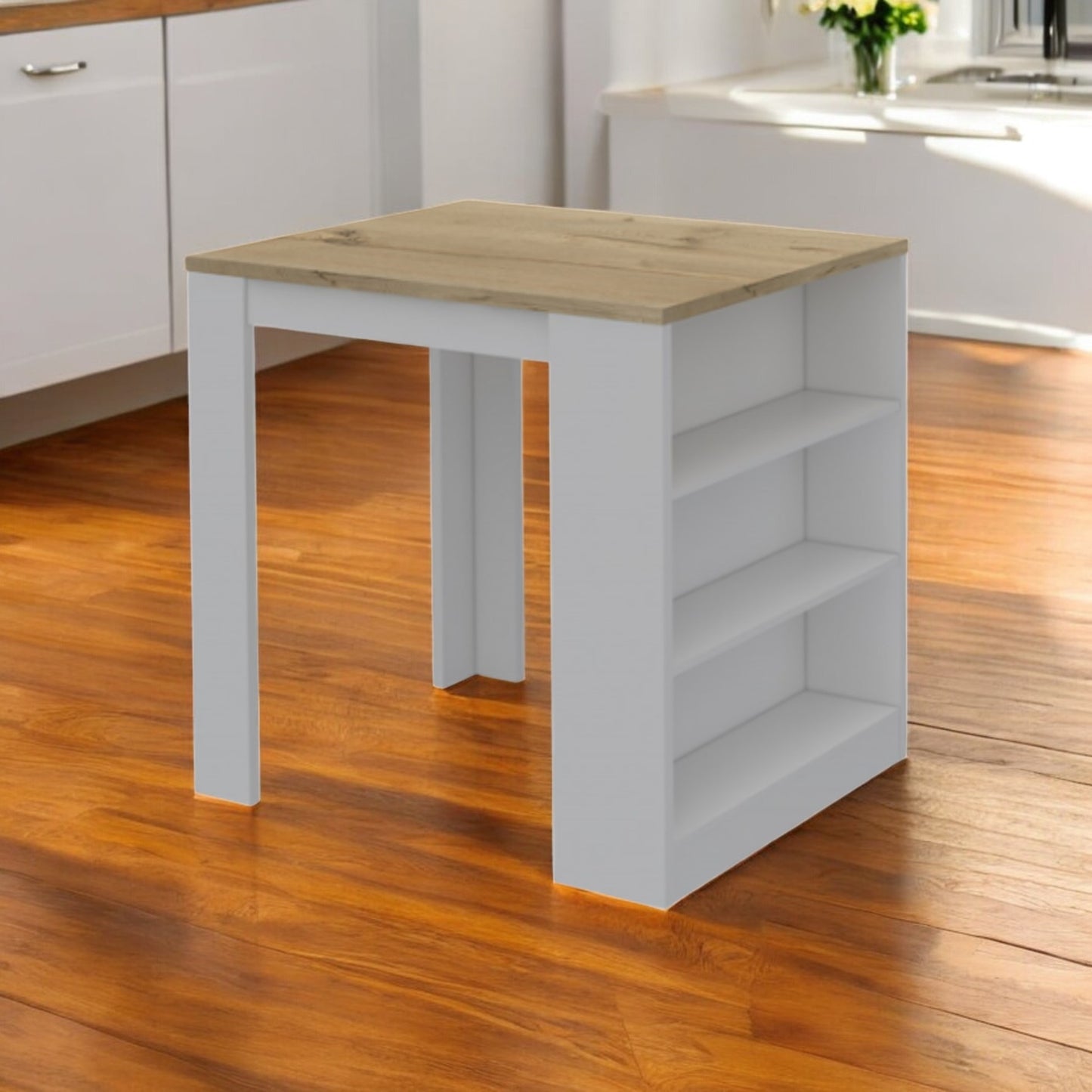 White and Natural 36" Kitchen Island With Storage - Loft&Timber