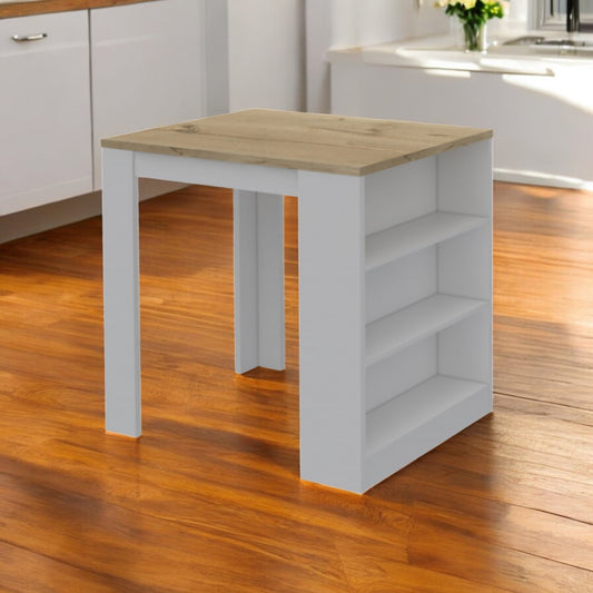 White and Natural 36" Kitchen Island With Storage - Loft&Timber