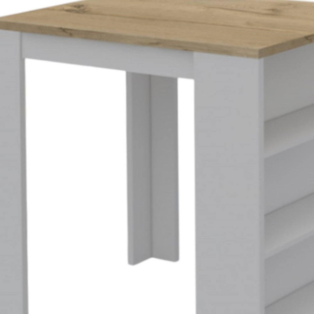 White and Natural 36" Kitchen Island With Storage - Loft&Timber