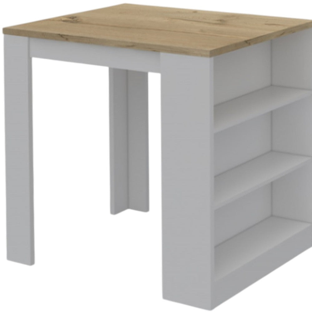 White and Natural 36" Kitchen Island With Storage - Loft&Timber