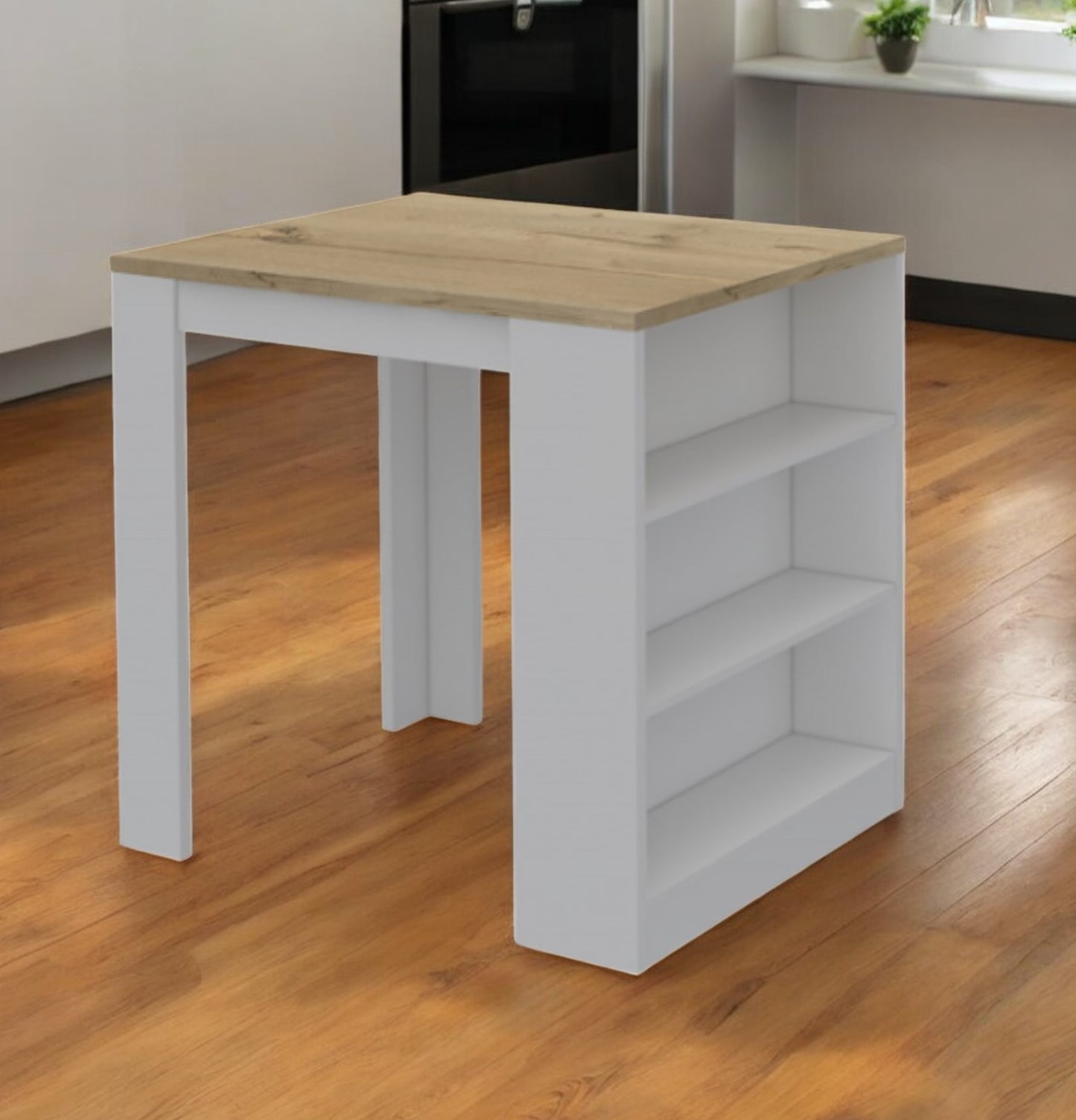 White and Natural 36" Kitchen Island With Storage - Loft&Timber