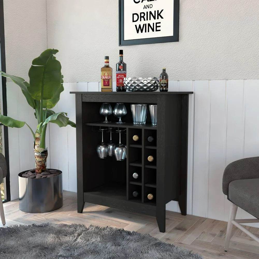 Black Bar Cart With Wine Storage - Loft&Timber