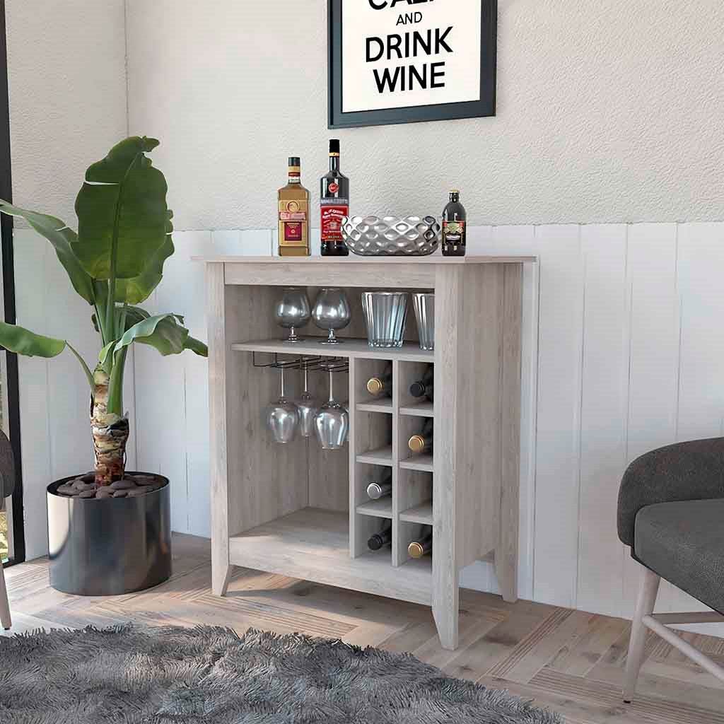 Light Gray Bar Cart With Wine Storage - Loft&Timber