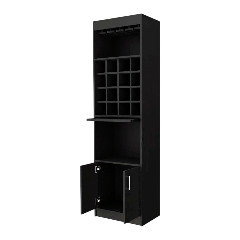 24" Black Bar Cabinet With Eighteen Shelves - Loft&Timber