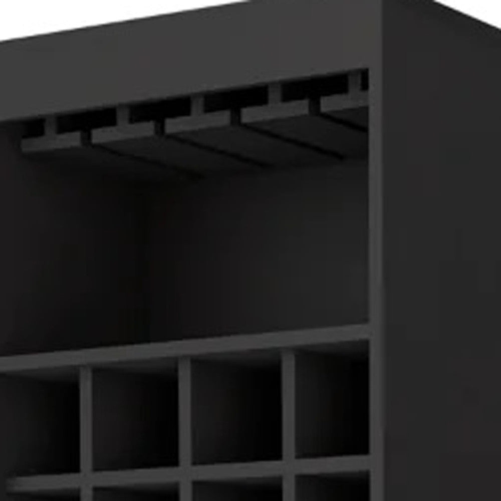 24" Black Bar Cabinet With Eighteen Shelves - Loft&Timber
