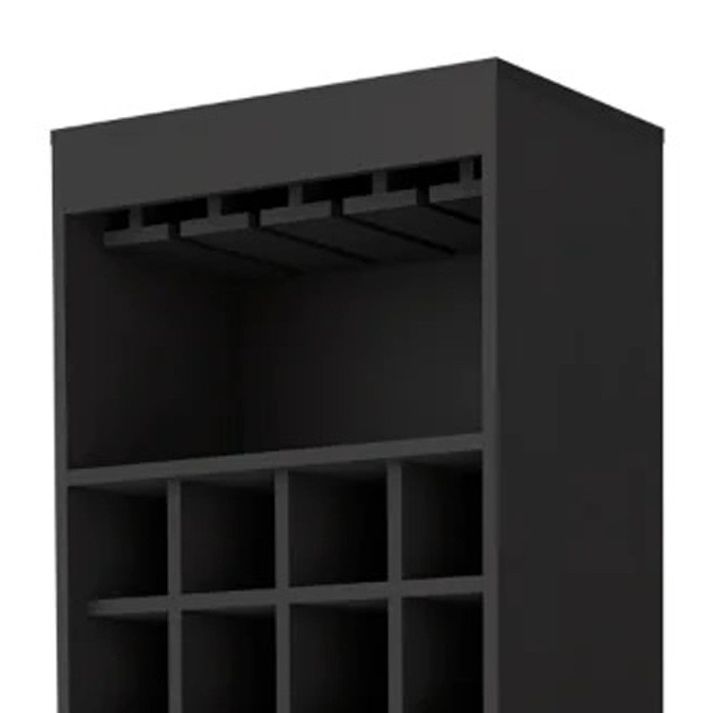 24" Black Bar Cabinet With Eighteen Shelves - Loft&Timber