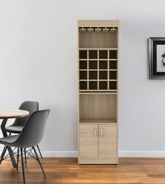 24" Natural Bar Cabinet With Eighteen Shelves - Loft&Timber