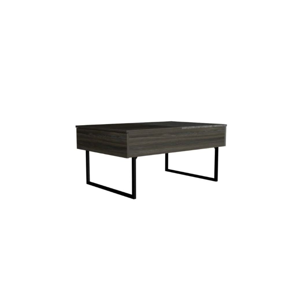 39" Espresso And Black Metal Lift Top Coffee Table With Drawer - Loft&Timber