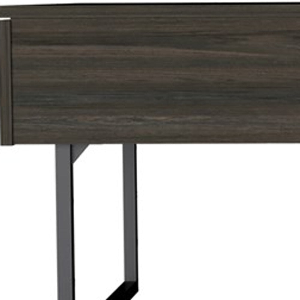 39" Espresso And Black Metal Lift Top Coffee Table With Drawer - Loft&Timber