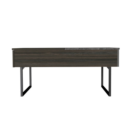 39" Espresso And Black Metal Lift Top Coffee Table With Drawer - Loft&Timber