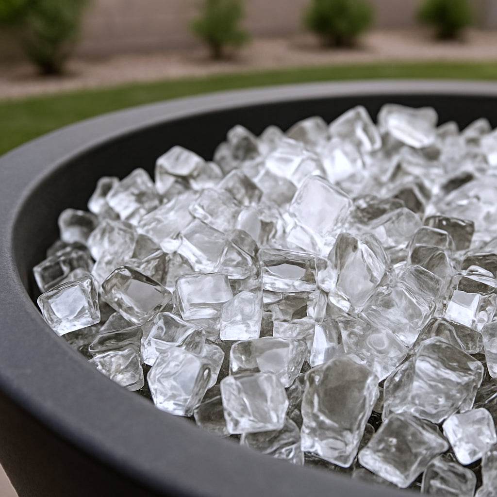 Clear Round Reflective Fire Pit Glass - Loft&Timber