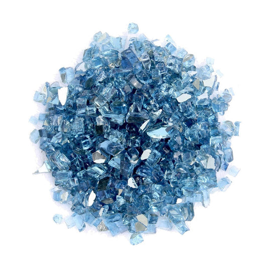 Sky Blue Round Reflective Fire Pit Glass - Loft&Timber