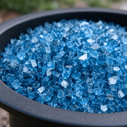 Sky Blue Round Reflective Fire Pit Glass - Loft&Timber