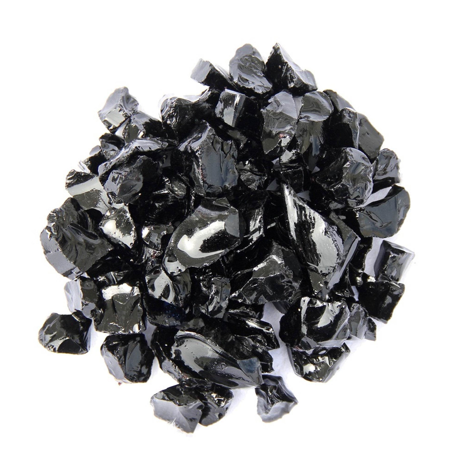 Black Round Reflective Fire Pit Glass - Loft&Timber