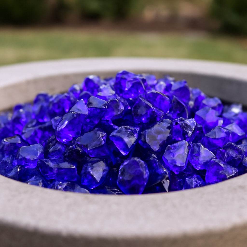 Cobalt Round Reflective Fire Pit Glass - Loft&Timber