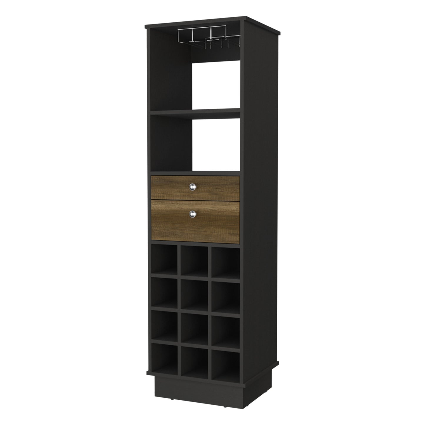 18" Black Bar Cabinet With Two Drawers - Loft&Timber
