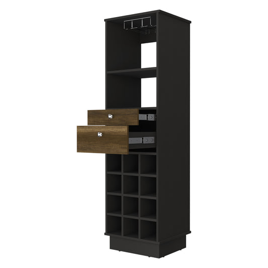 18" Black Bar Cabinet With Two Drawers - Loft&Timber