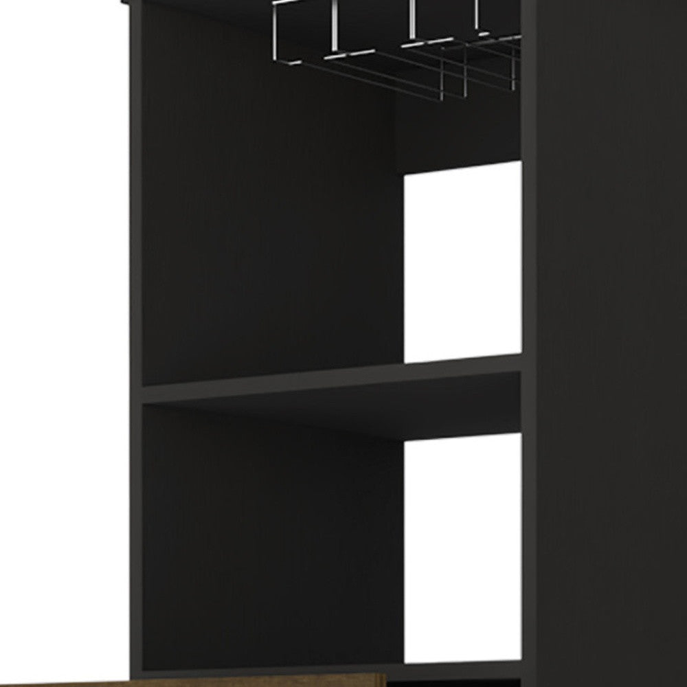 18" Black Bar Cabinet With Two Drawers - Loft&Timber