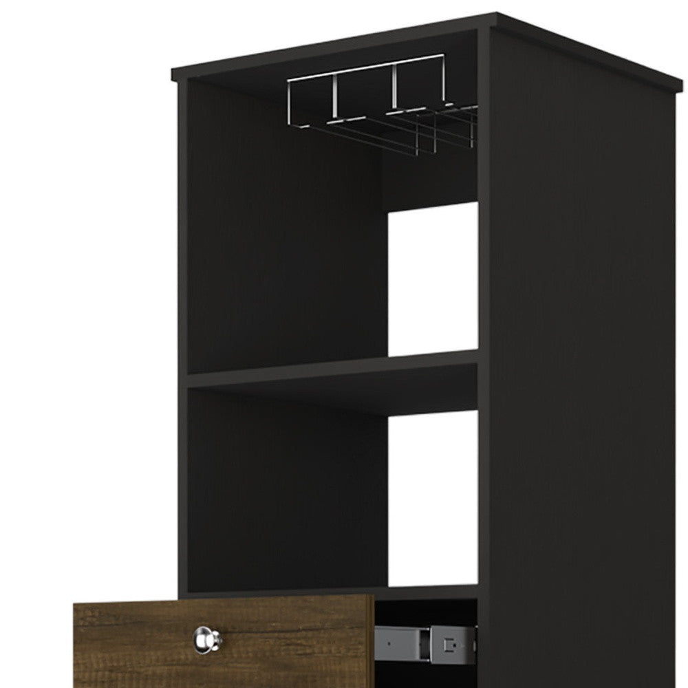 18" Black Bar Cabinet With Two Drawers - Loft&Timber