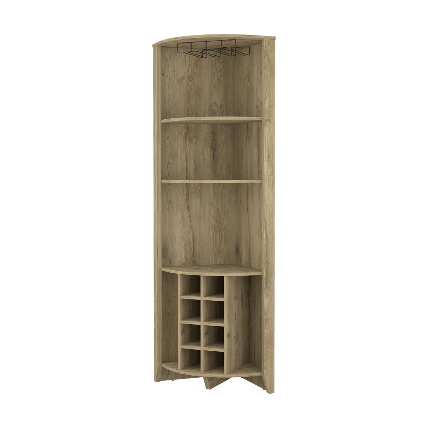 71" Light Brown Wood Corner Bar Cabinet - Loft&Timber