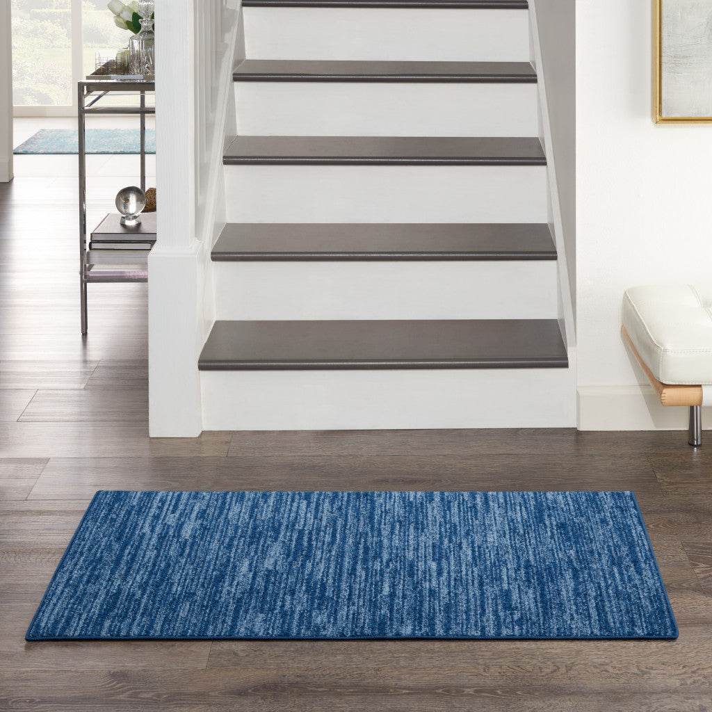 4' Runner Navy Blue Indoor Outdoor Runner Rug - Loft&Timber