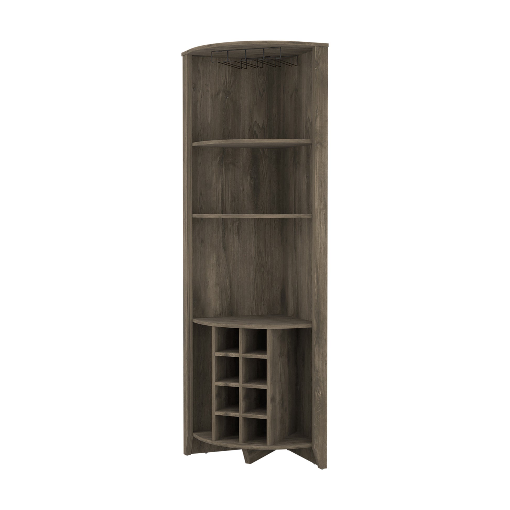 71" Dark Brown Wood Corner Bar Cabinet - Loft&Timber