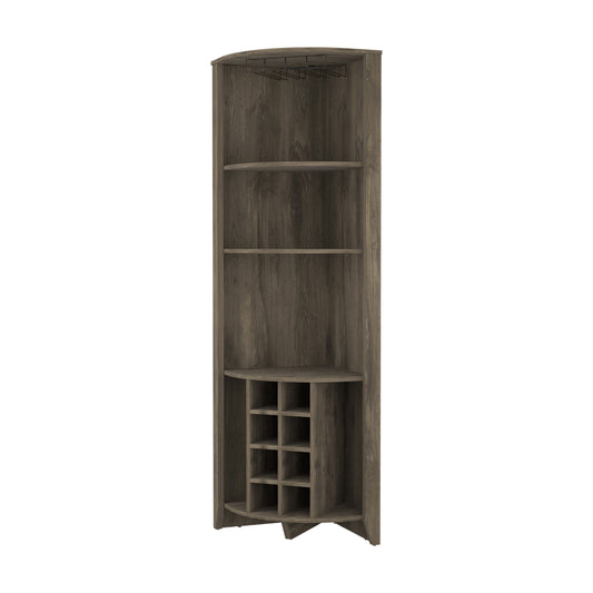 71" Dark Brown Wood Corner Bar Cabinet - Loft&Timber