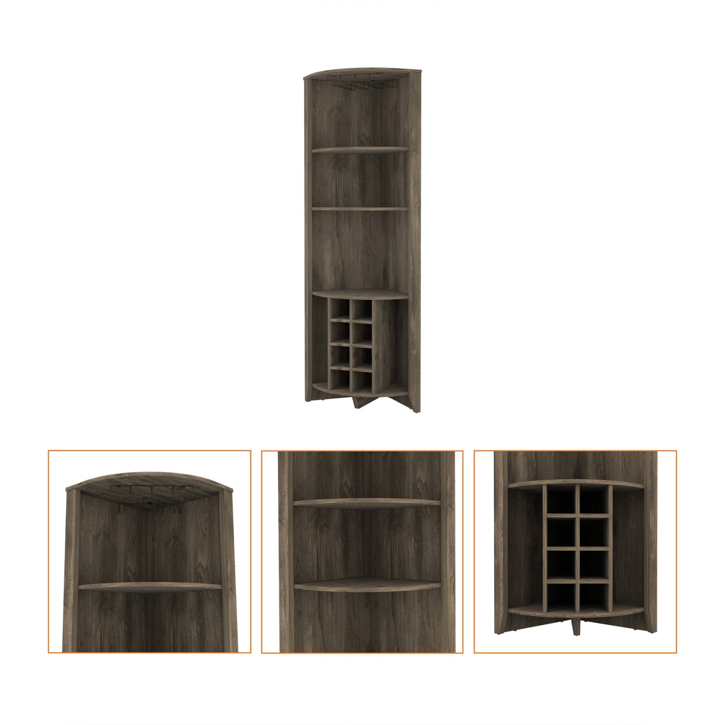 71" Dark Brown Wood Corner Bar Cabinet - Loft&Timber