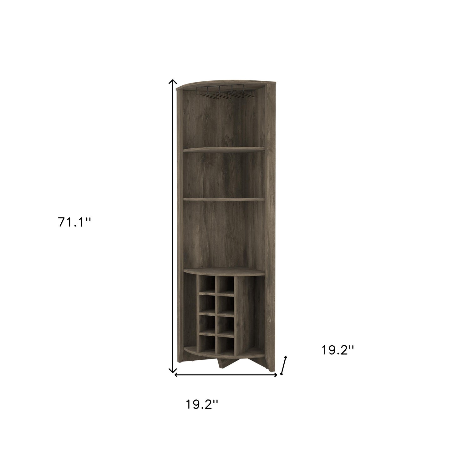 71" Dark Brown Wood Corner Bar Cabinet - Loft&Timber
