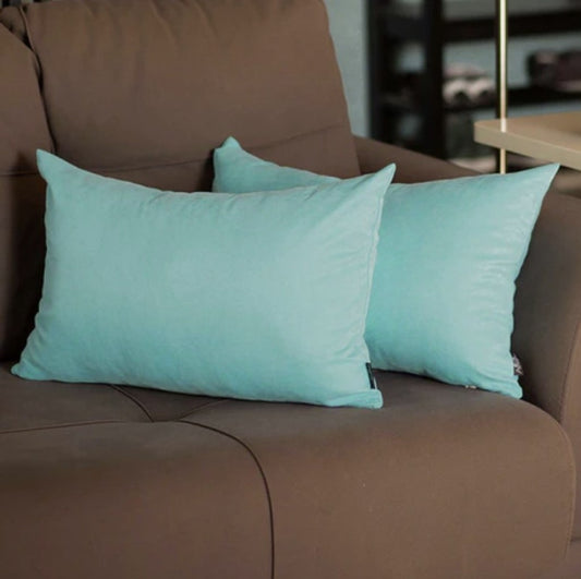Set Of Two 12" X 20" Sky Blue Polyester Zippered Pillow Cover - Loft&Timber