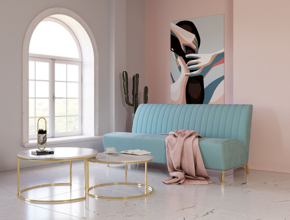 71" Light Gray Velvet Sofa With Gold Legs-5