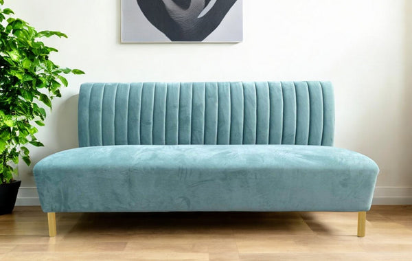 71" Light Gray Velvet Sofa With Gold Legs-0
