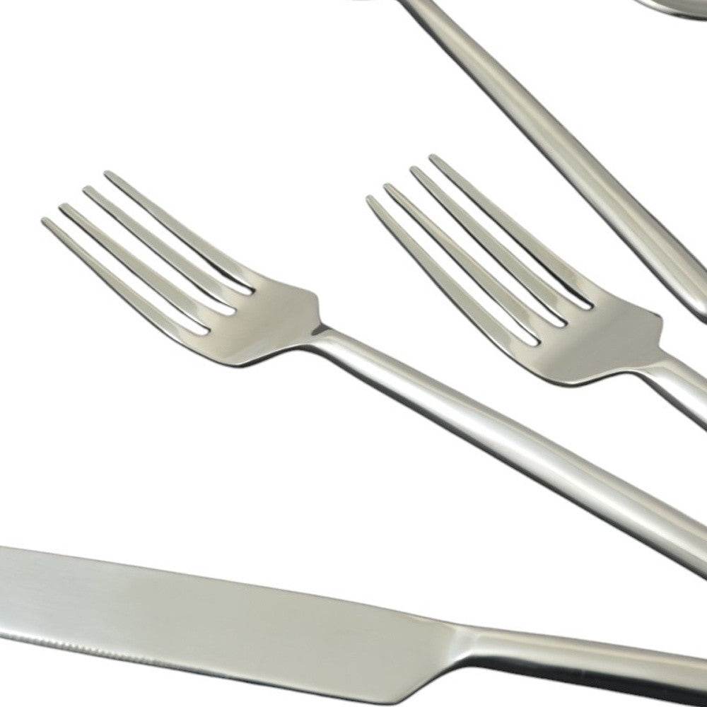 Glossy Silver Stainless Steel Twenty Piece Hand Forged Flatware Set - Loft&Timber