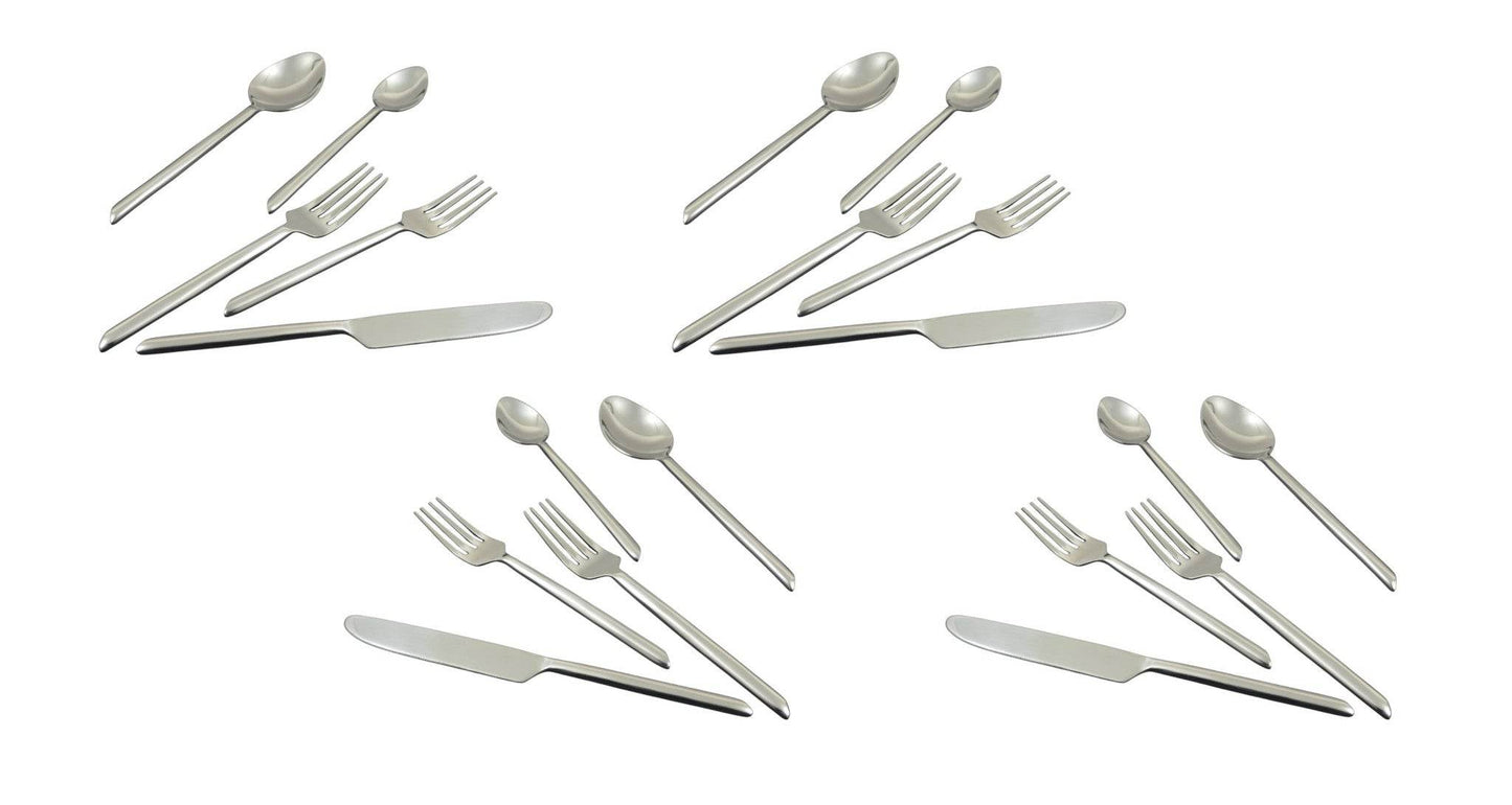 Glossy Silver Stainless Steel Twenty Piece Hand Forged Flatware Set - Loft&Timber