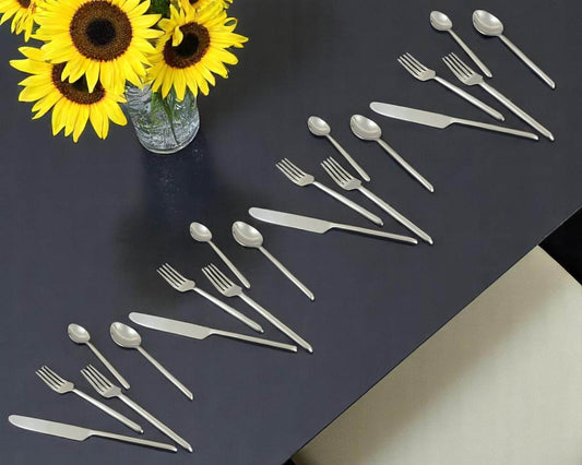 Glossy Silver Stainless Steel Twenty Piece Hand Forged Flatware Set - Loft&Timber
