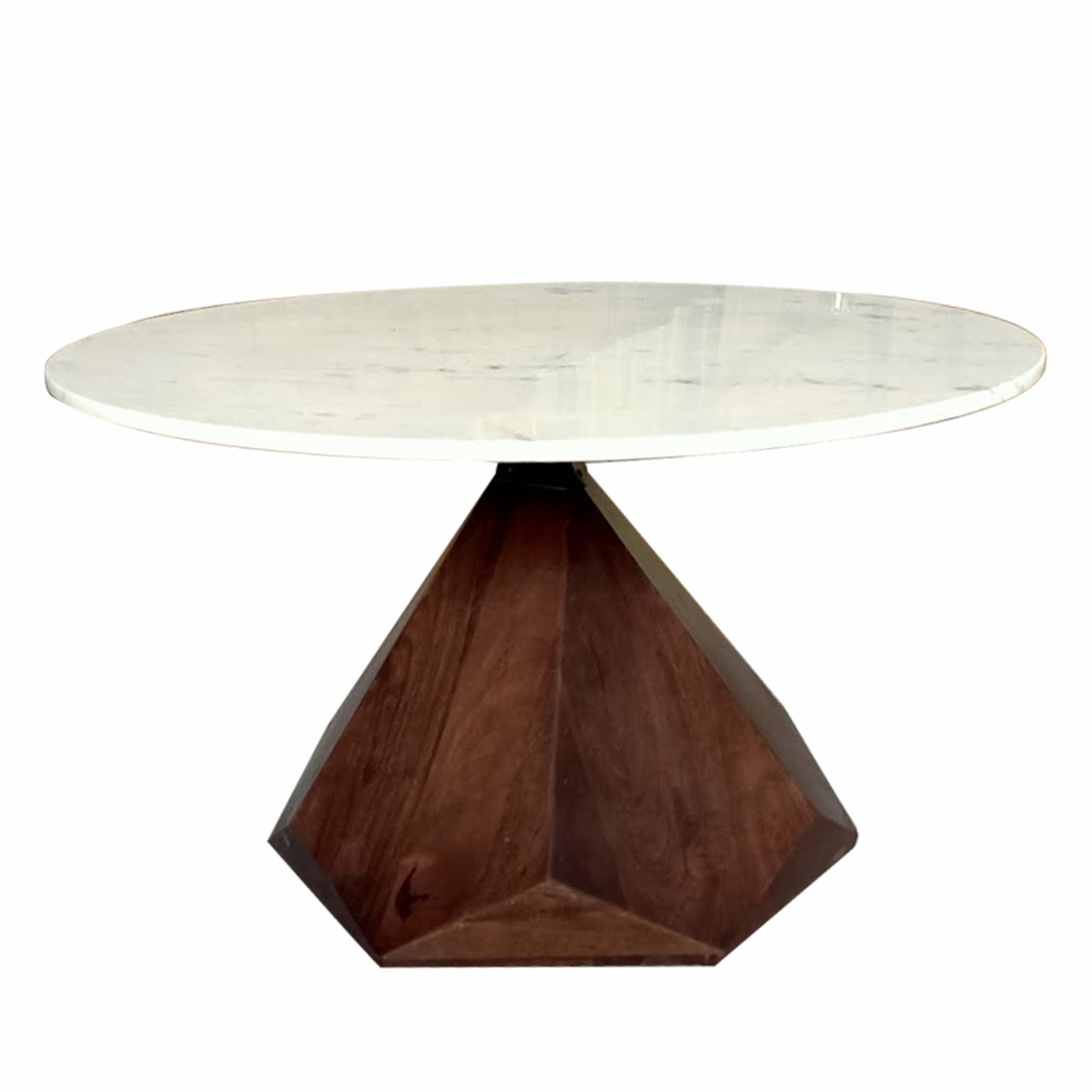32" Brown And White Solid Wood and Marble Geo Coffee Table - Loft&Timber