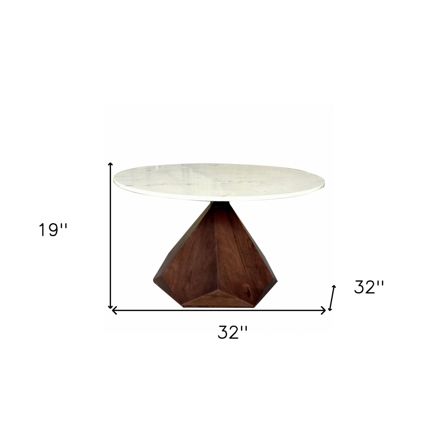 32" Brown And White Solid Wood and Marble Geo Coffee Table - Loft&Timber