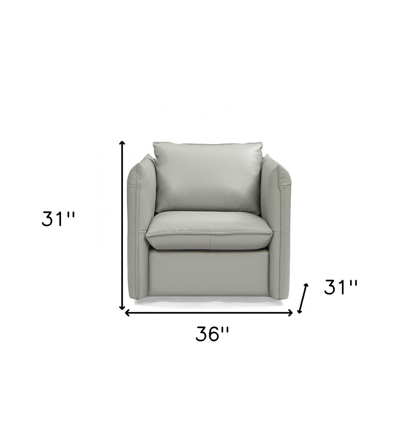 36" Gray And Silver Genuine Leather Swivel Lounge Chair - Loft&Timber