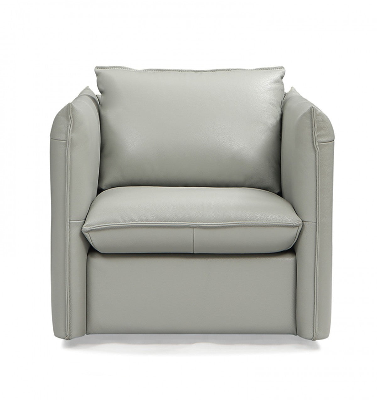 36" Gray And Silver Genuine Leather Swivel Lounge Chair - Loft&Timber
