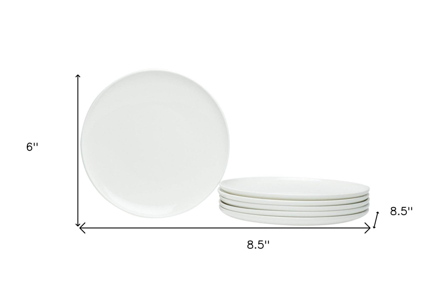White Six Piece Porcelain Service For Six Salad Plate Set - Loft&Timber