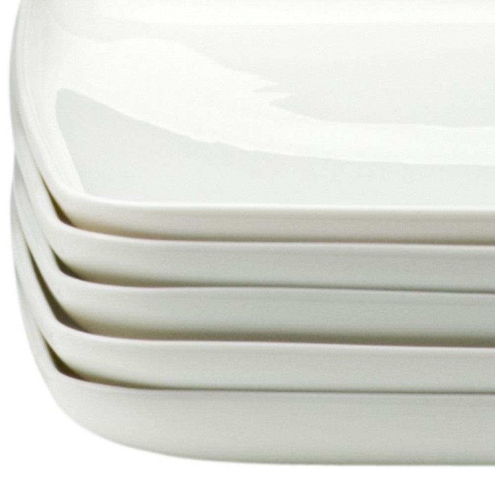 White Six Piece Rectangle Porcelain Service For Six Dinner Plate Set - Loft&Timber
