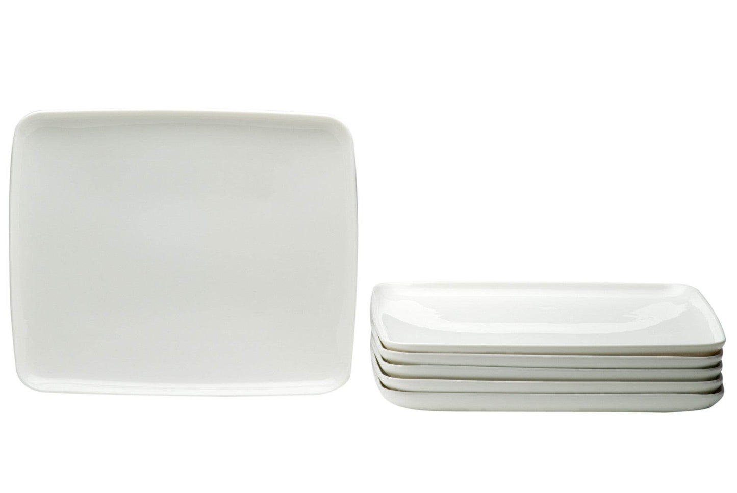 White Six Piece Rectangle Porcelain Service For Six Dinner Plate Set - Loft&Timber