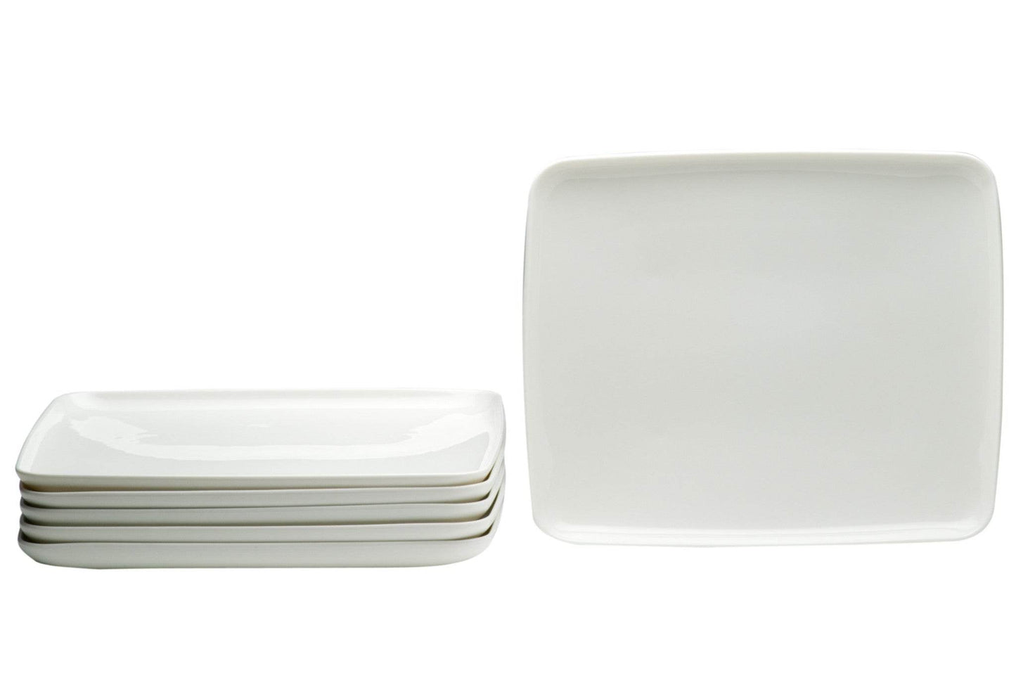 White Six Piece Rectangle Porcelain Service For Six Dinner Plate Set - Loft&Timber