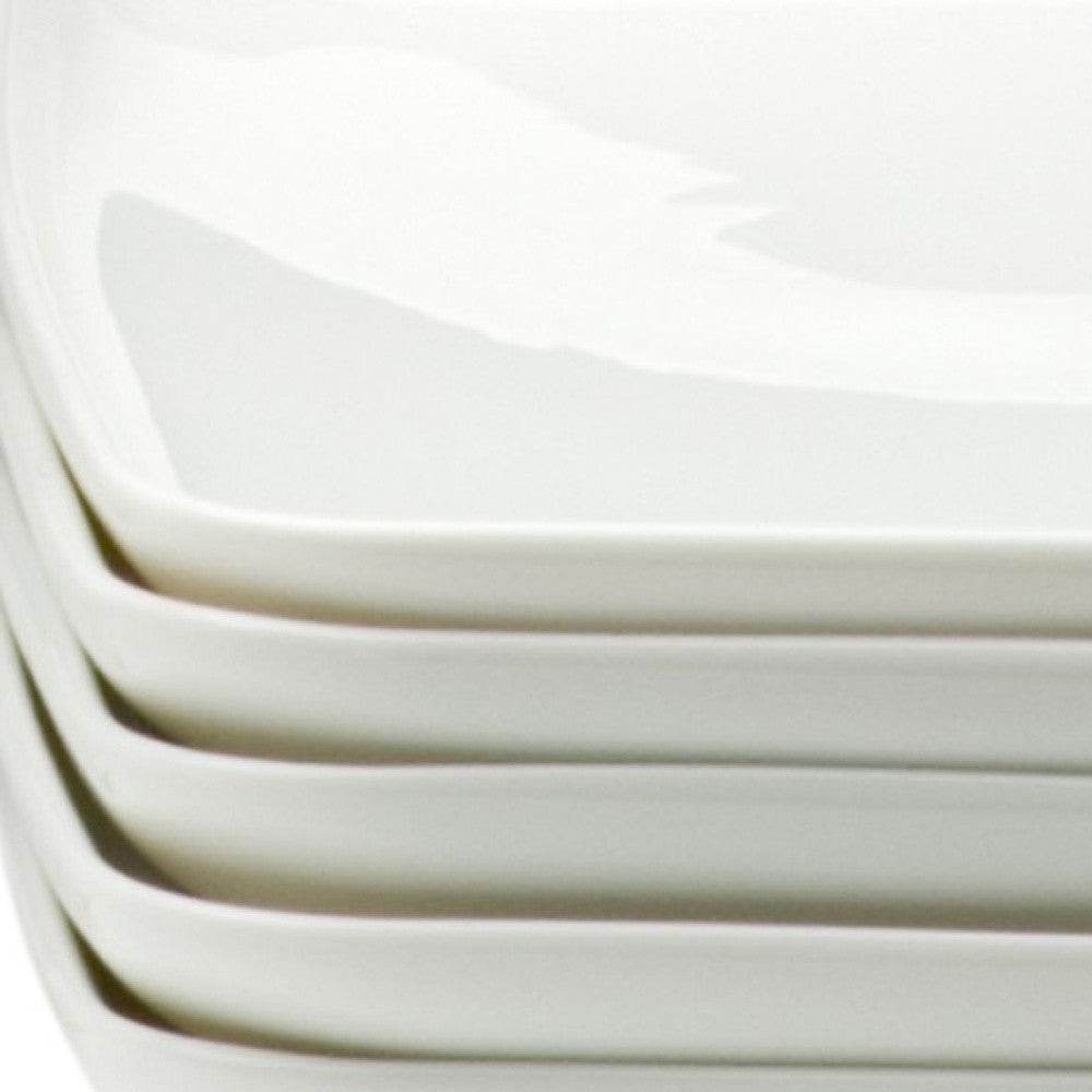 White Six Piece Rectangle Porcelain Service For Six Dinner Plate Set - Loft&Timber