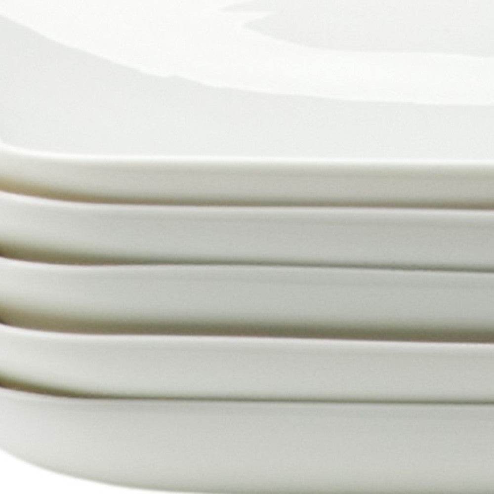 White Six Piece Rectangle Porcelain Service For Six Dinner Plate Set - Loft&Timber