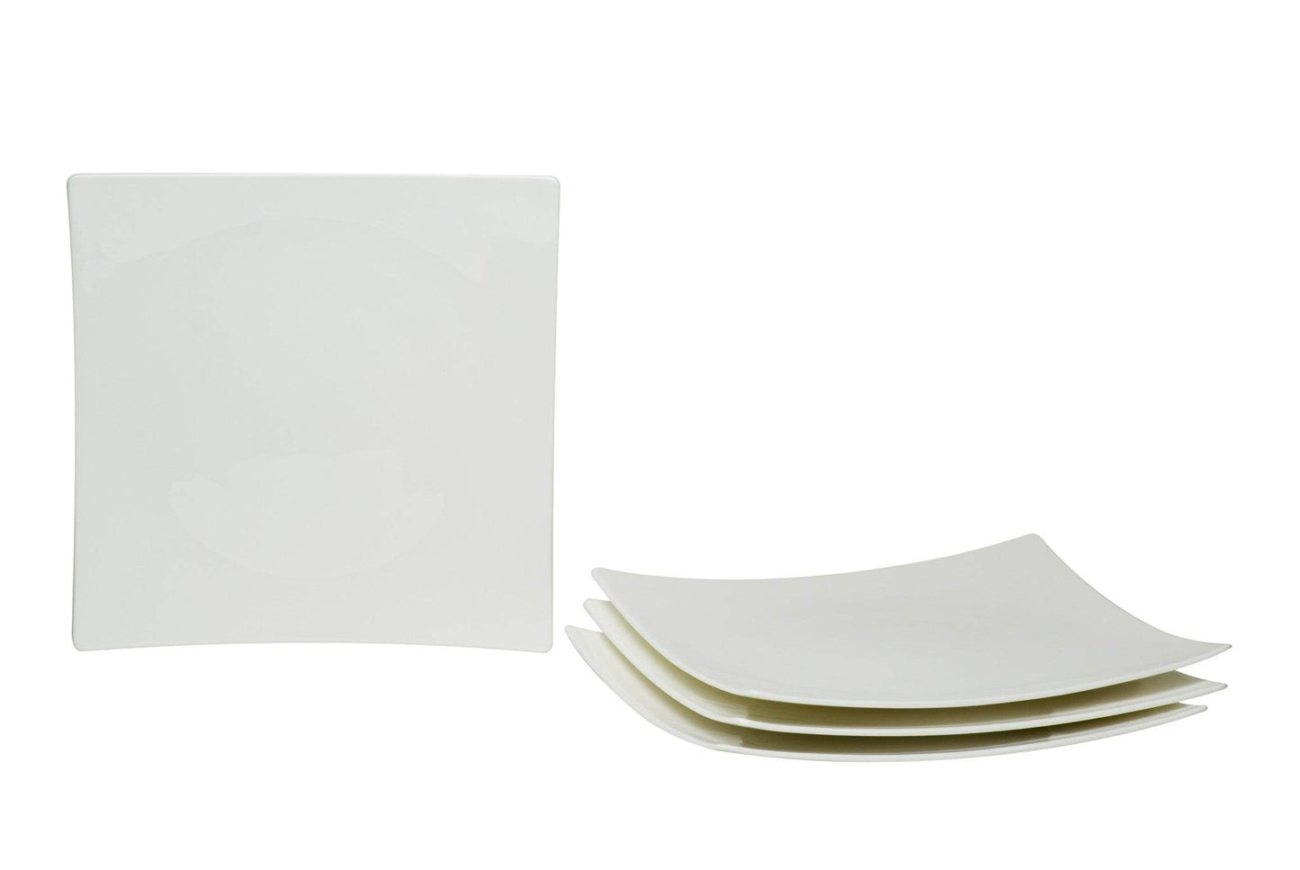 White Six Piece Square Bone China Service For Six Dinner Plate Set - Loft&Timber