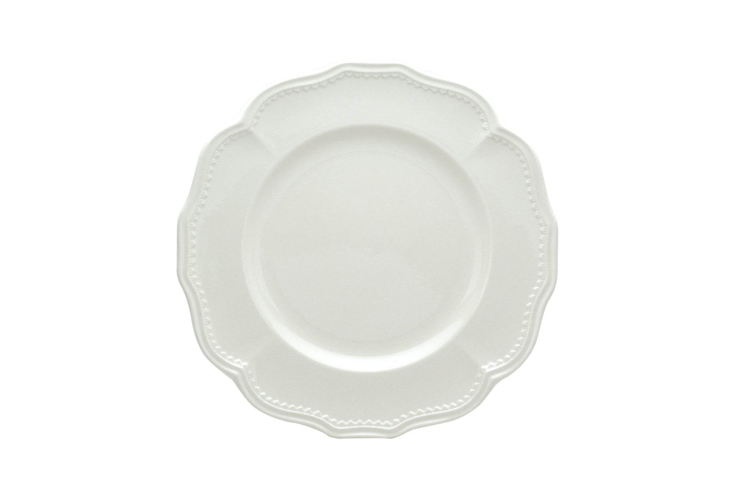 White Four Piece Scallop Stoneware Service For Four Dinner Plate Set - Loft&Timber