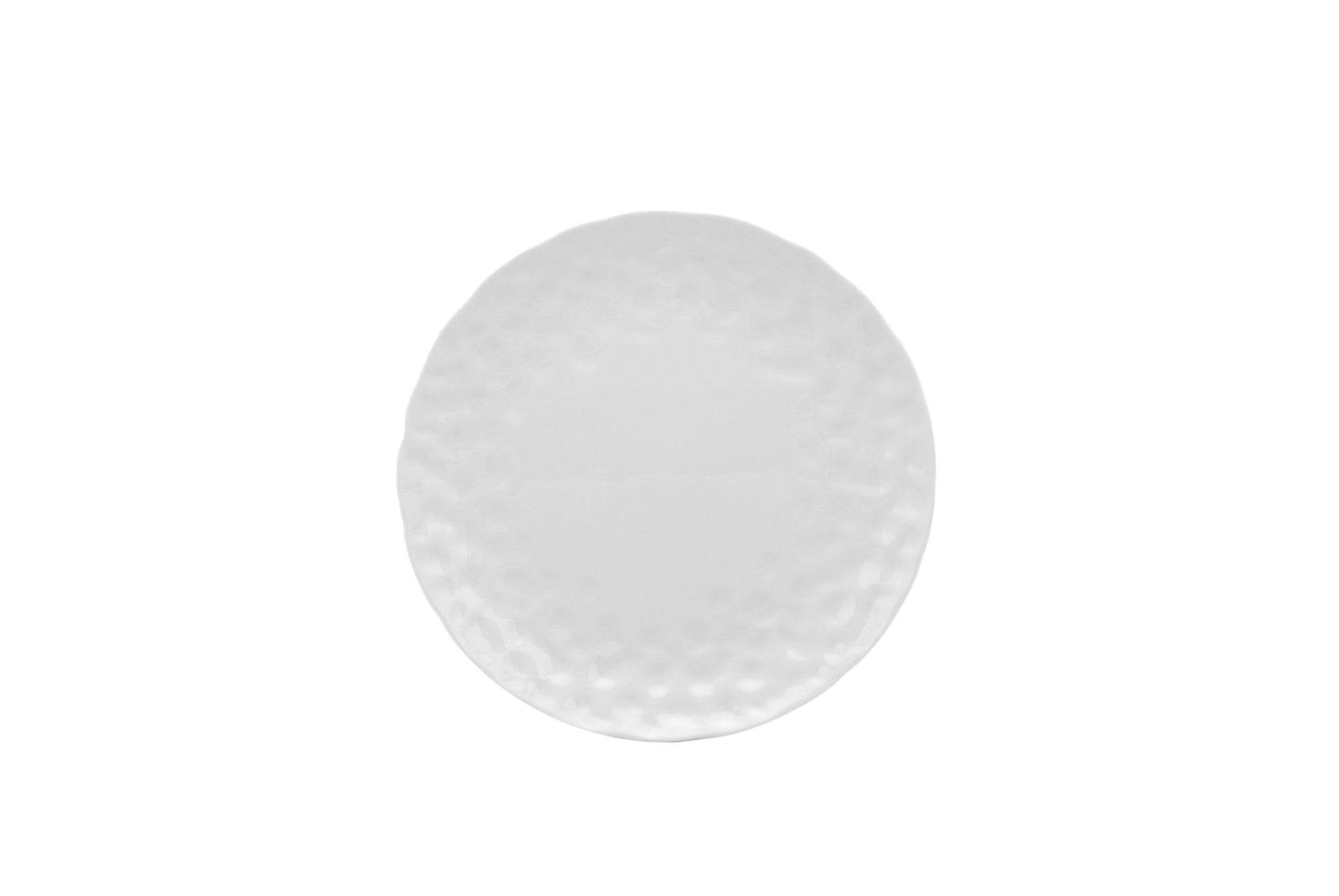 White Six Piece Round Pebbled Porcelain Service For Six Salad Plate Set - Loft&Timber