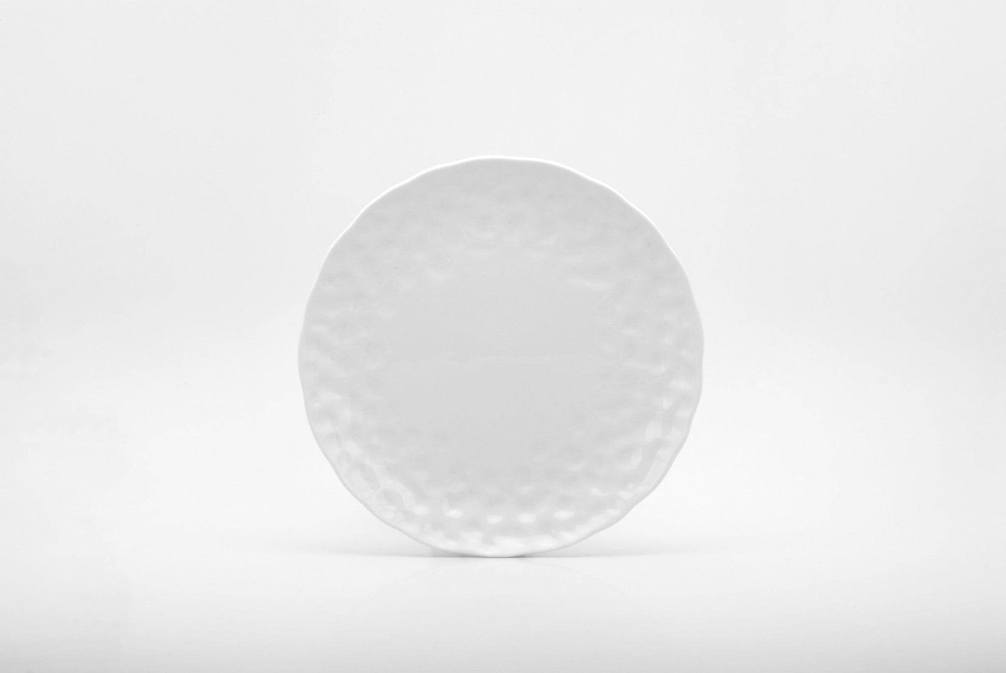 White Six Piece Round Pebbled Porcelain Service For Six Salad Plate Set - Loft&Timber