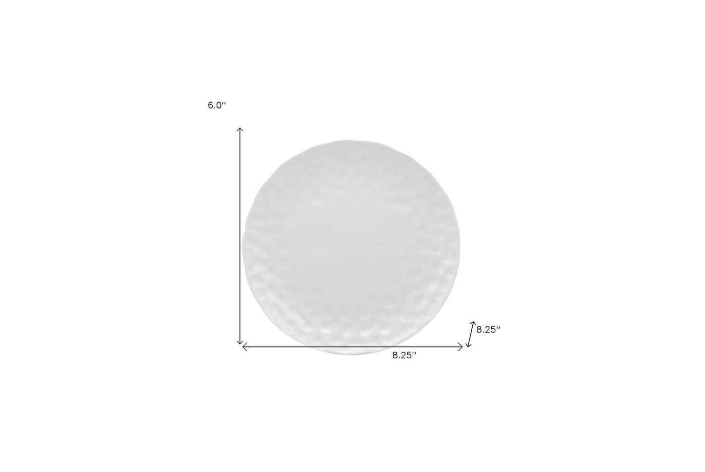 White Six Piece Round Pebbled Porcelain Service For Six Salad Plate Set - Loft&Timber